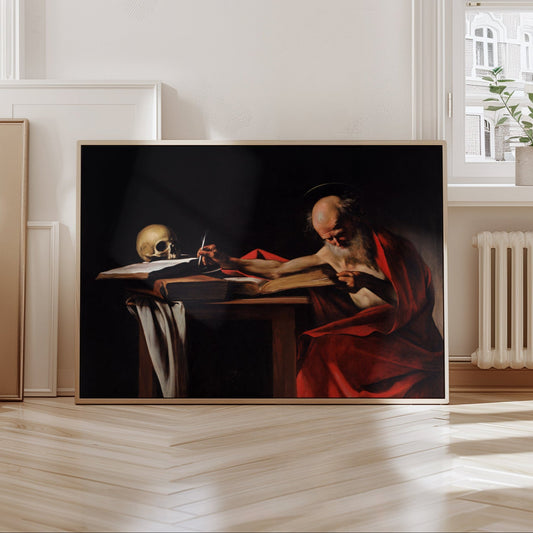 Das Plakat „Der schreibende Heilige Hieronymus“ von Caravaggio