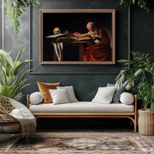 Das Plakat „Der schreibende Heilige Hieronymus“ von Caravaggio